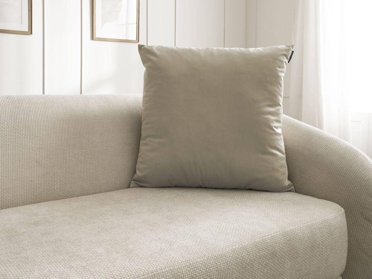 STOCKHOLM set met beige plaid + 2 omkeerbare terracotta kussens