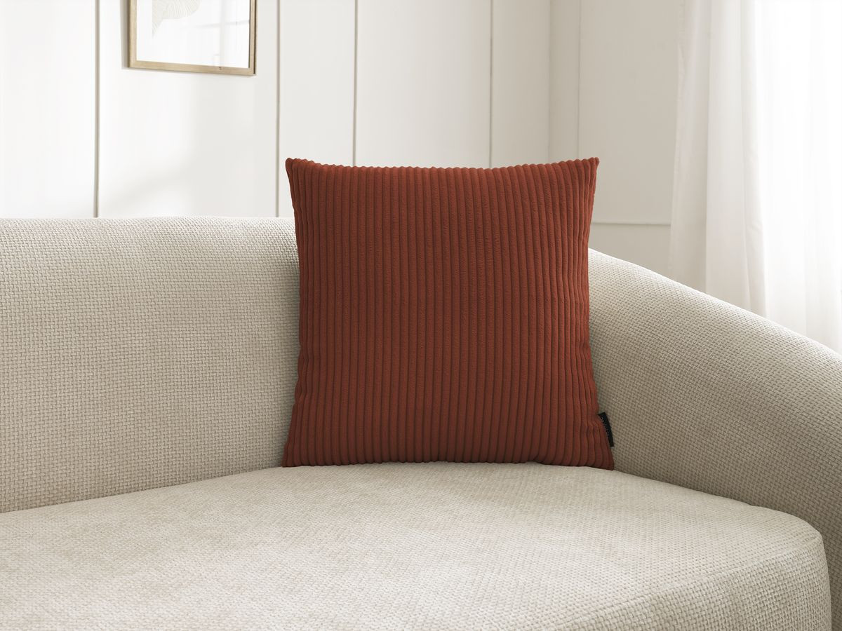 Ensemble STOCKHOLM avec Plaid beige + 2 coussins terracotta bifaces — vue 3