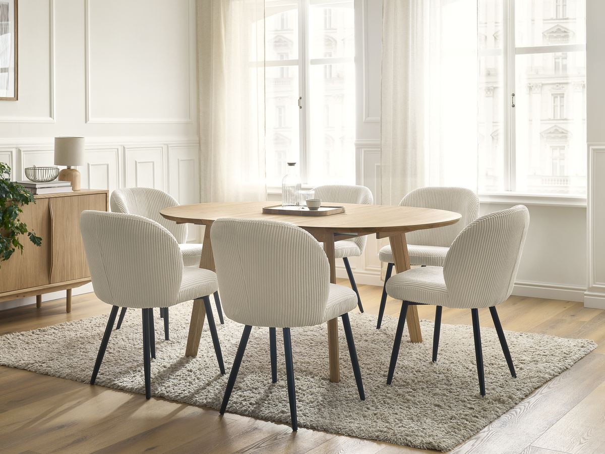 SONIA ronde uitschuifbare eettafel 120 tot 170 cm massief eiken