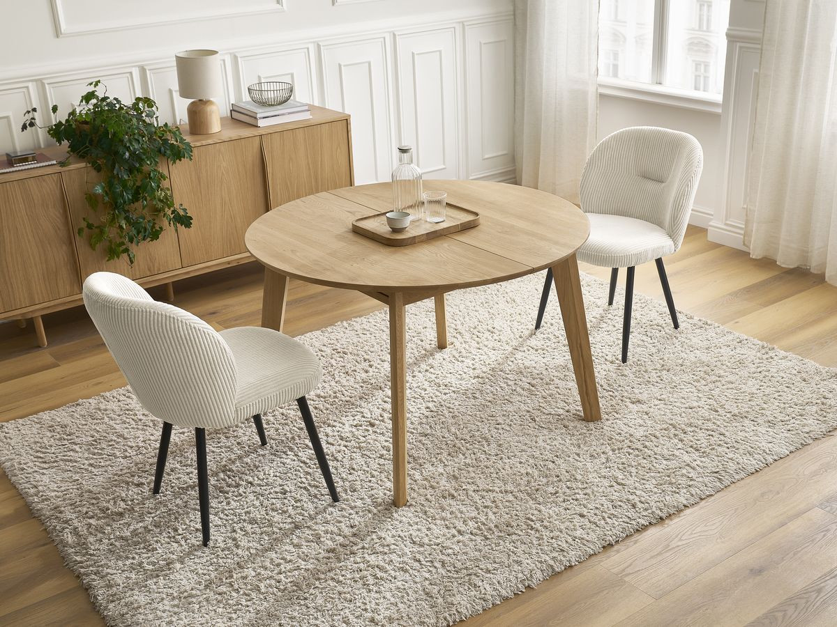 SONIA ronde uitschuifbare eettafel 120 tot 170 cm massief eiken