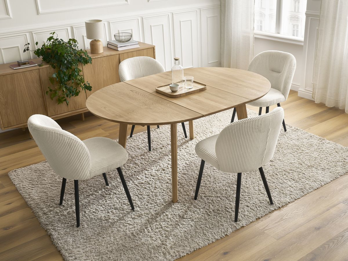 SONIA ronde uitschuifbare eettafel 120 tot 170 cm massief eiken