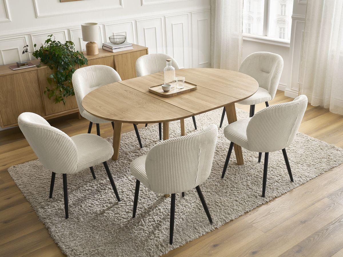 SONIA ronde uitschuifbare eettafel 120 tot 170 cm massief eiken