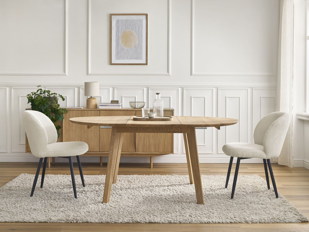 SONIA ronde uitschuifbare eettafel 120 tot 170 cm massief eiken