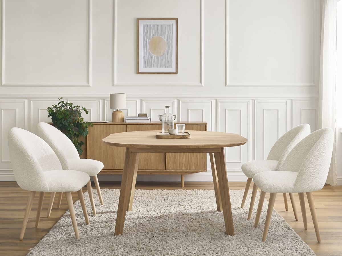 SONIA ronde uitschuifbare eettafel 120 tot 170 cm massief eiken