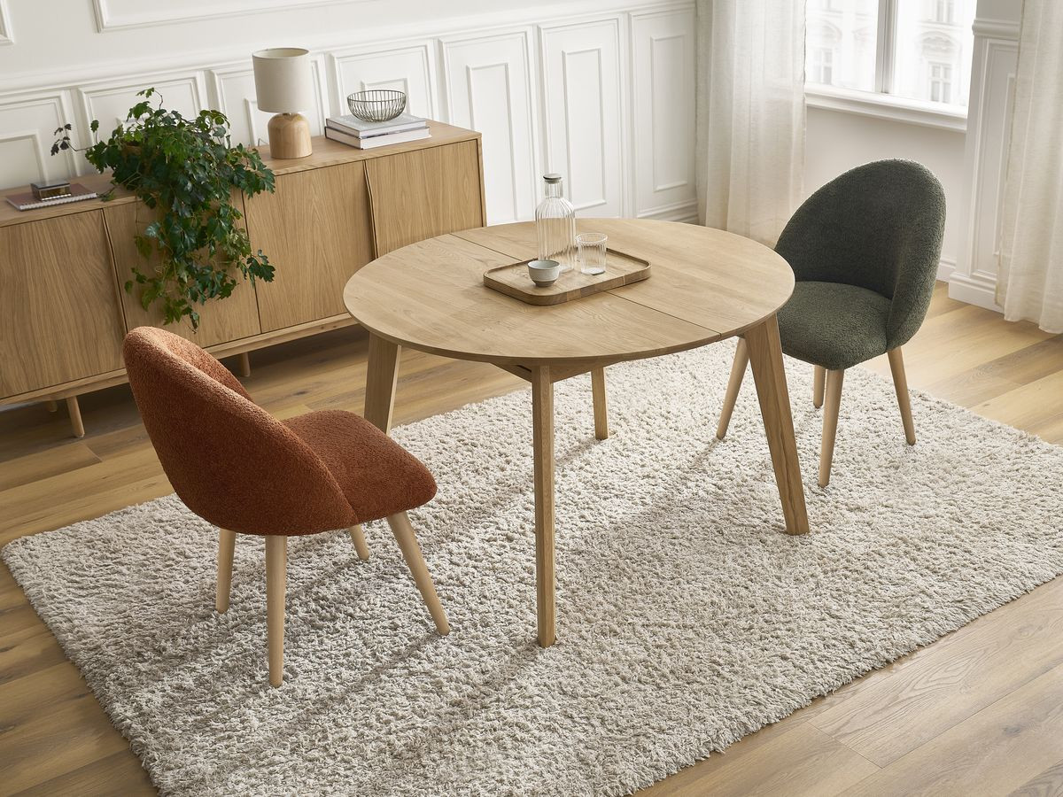 SONIA ronde uitschuifbare eettafel 120 tot 170 cm massief eiken