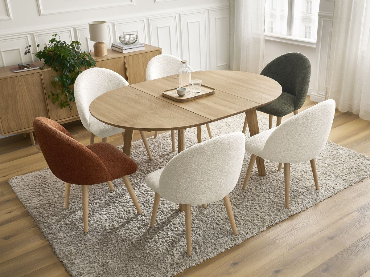 SONIA ronde uitschuifbare eettafel 120 tot 170 cm massief eiken