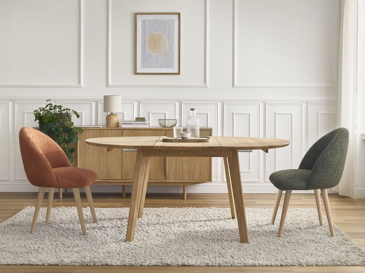 SONIA ronde uitschuifbare eettafel 120 tot 170 cm massief eiken