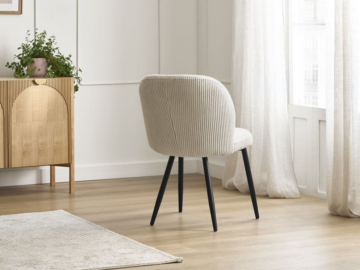 AWANI set met uitschuifbare eettafel met vierkante poten van massief eikenhout + stoelen van corduroy