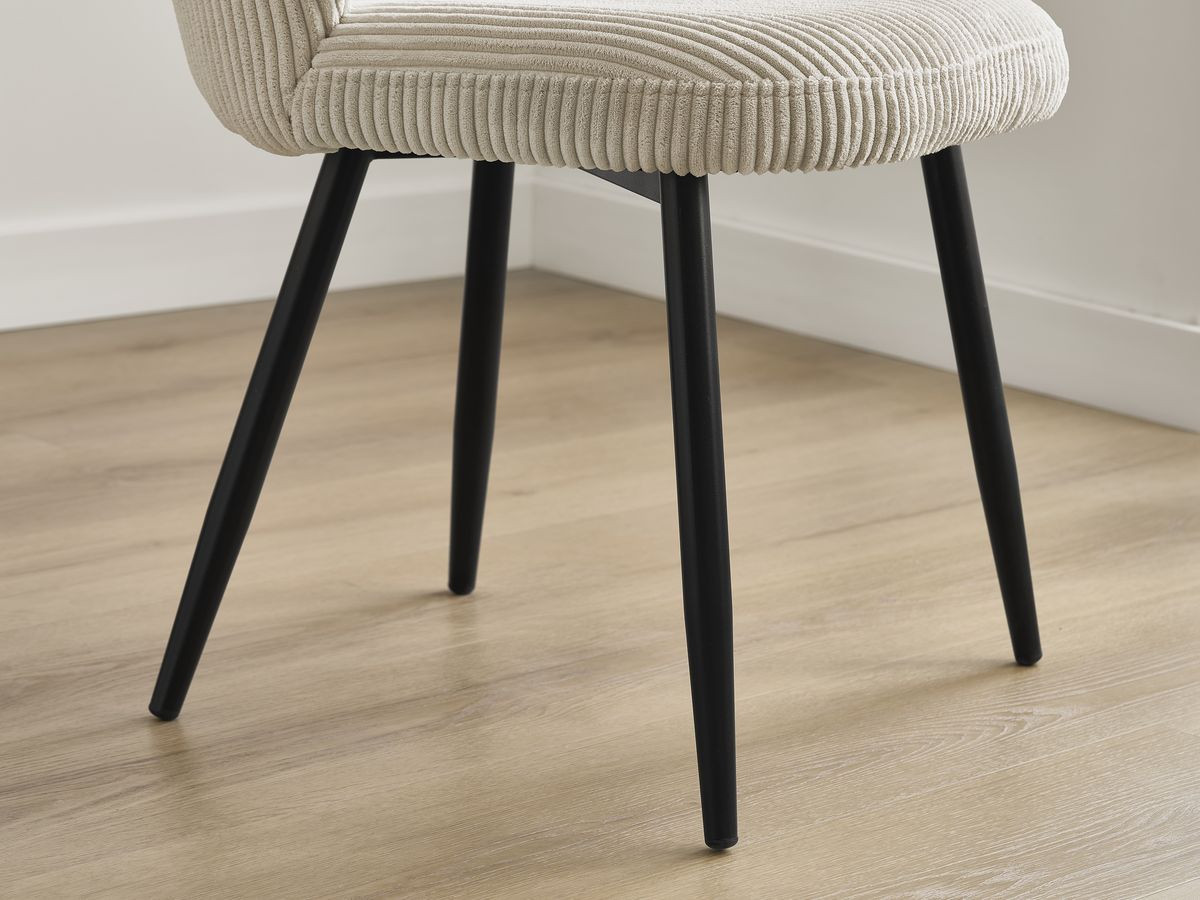 AWANI set met uitschuifbare eettafel met vierkante poten van massief eikenhout + stoelen van corduroy