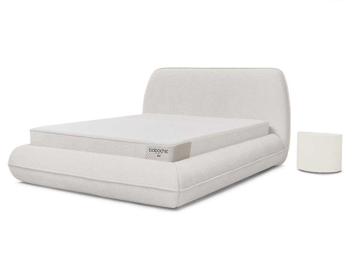 Set met LIAM bed + ANDREA matras + 2 nachtkastjes in structuurstof