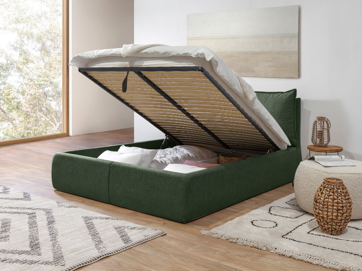 GARANCE opbergbed met hoofdbord met kusseneffect