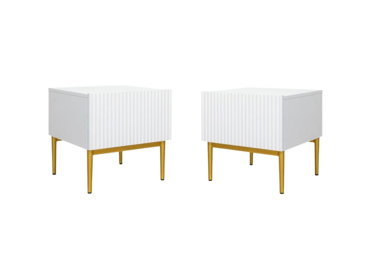 Lot de 2 chevets tiroir KASHA pieds or