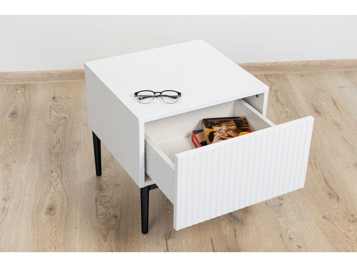 Lot de 2 chevets tiroir KASHA pieds noir blanc — vue 5