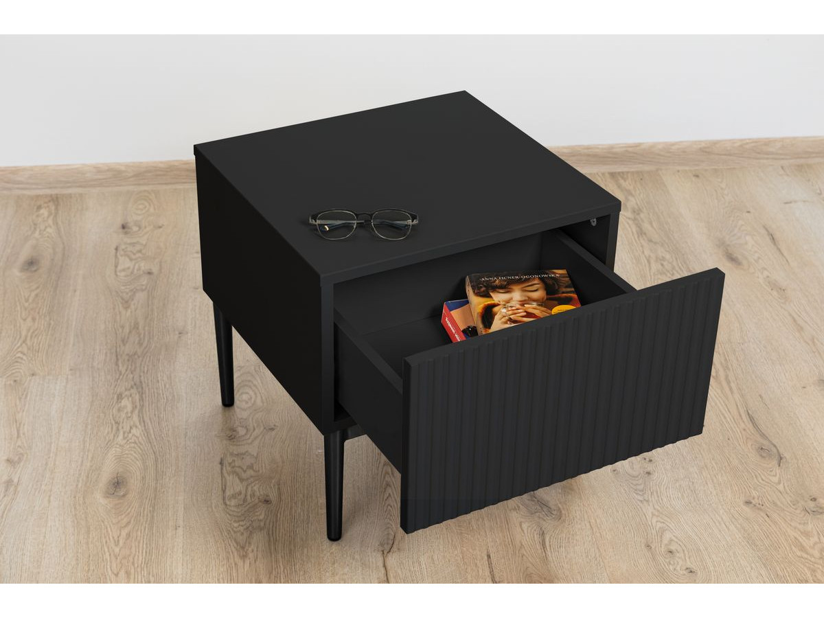 Lot de 2 chevets tiroir KASHA pieds noir
