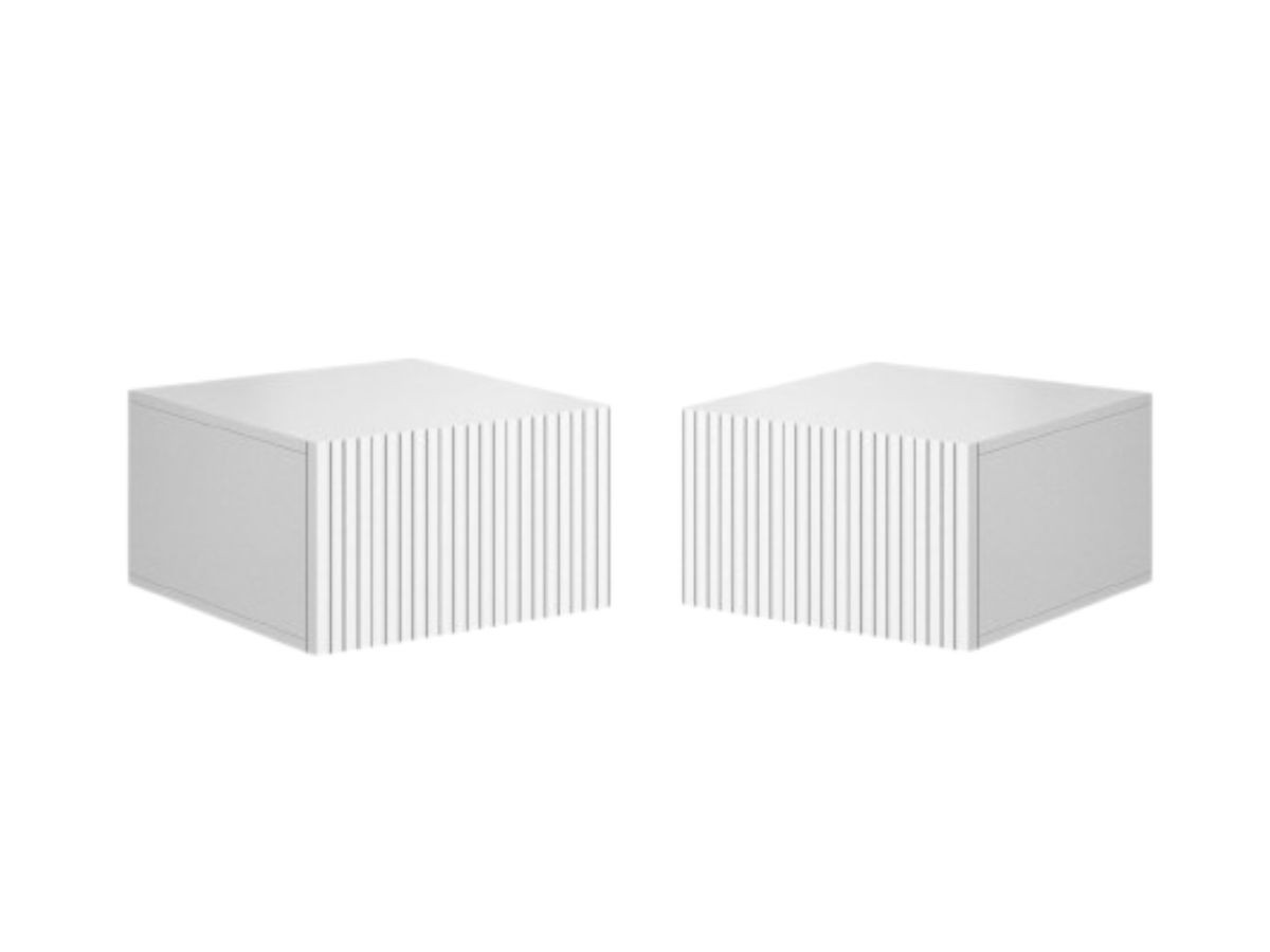 lot de 2 chevets tiroir kasha suspendu de couleur blanc