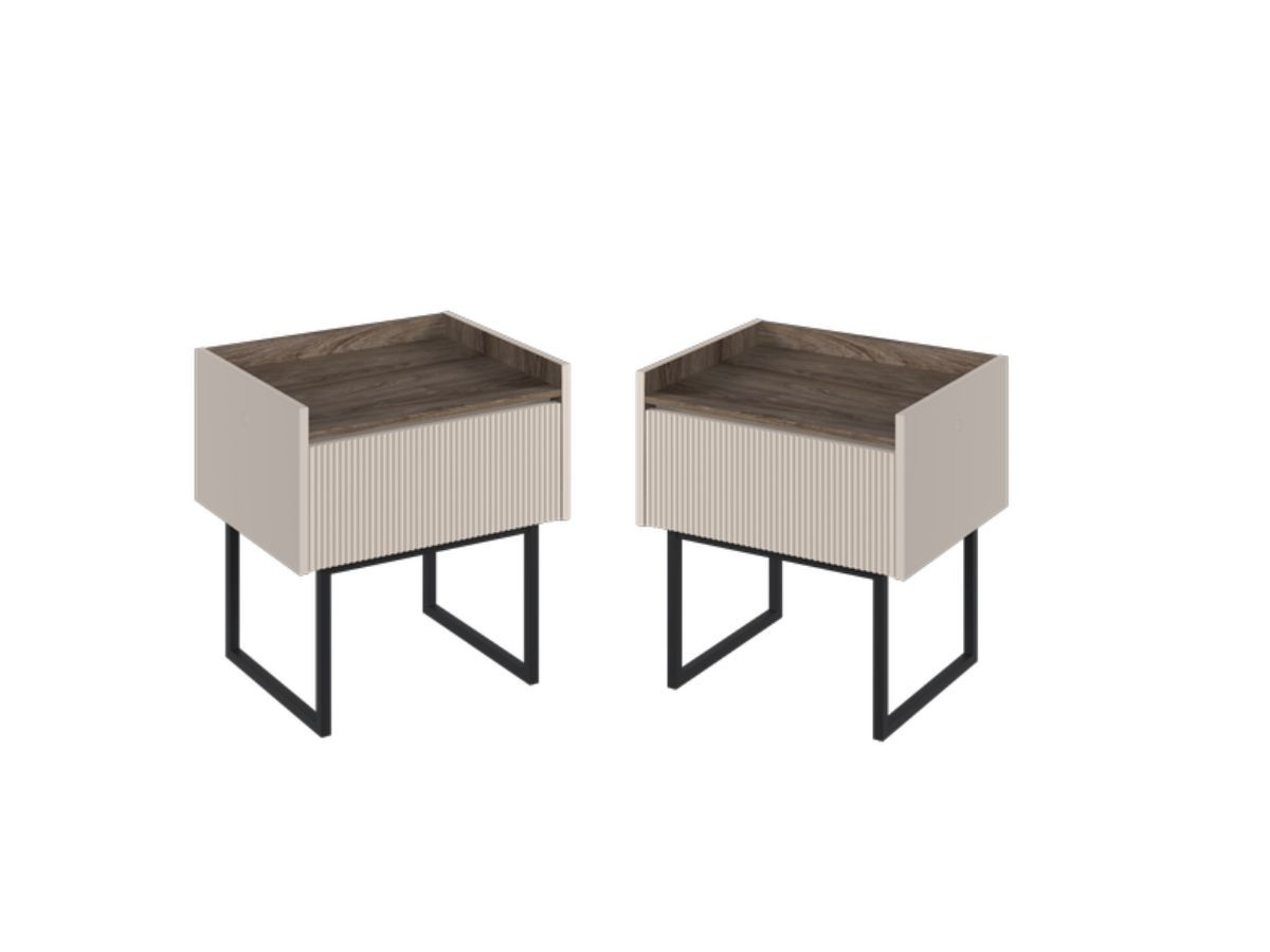 Lot de 2 chevets LOUNA 1 tiroir avec LED
