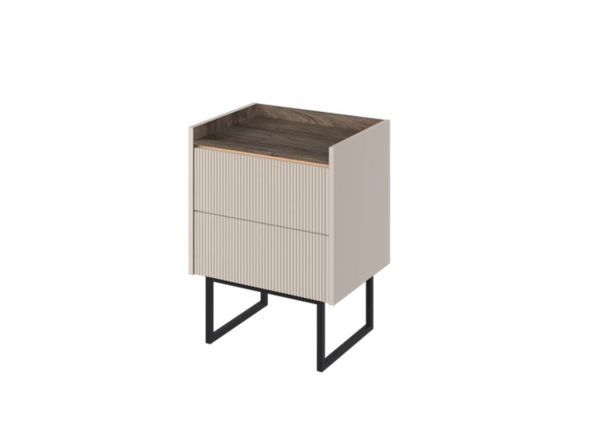 Lot de 2 chevets LOUNA 2 tiroirs avec LED