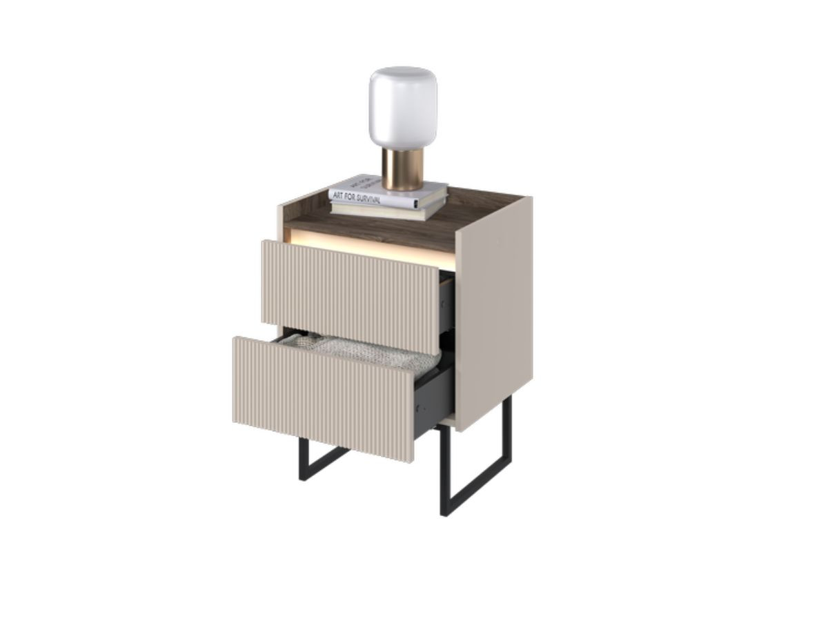 Lot de 2 chevets LOUNA 2 tiroirs avec LED