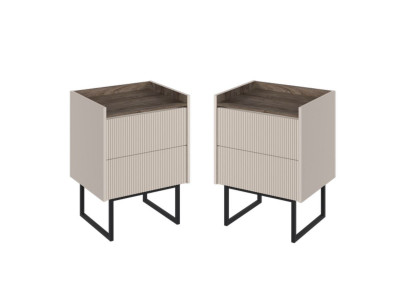 Lot de 2 chevets LOUNA 2 tiroirs avec LED