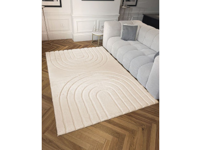 Tapis poils longs lavable ALADINE motif abstrait