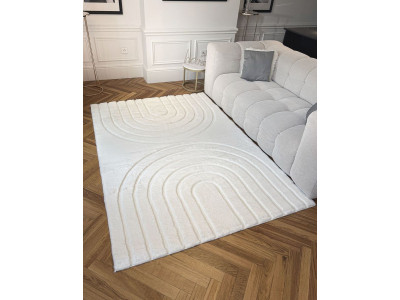 Tapis poils longs lavable ALADINE motif abstrait