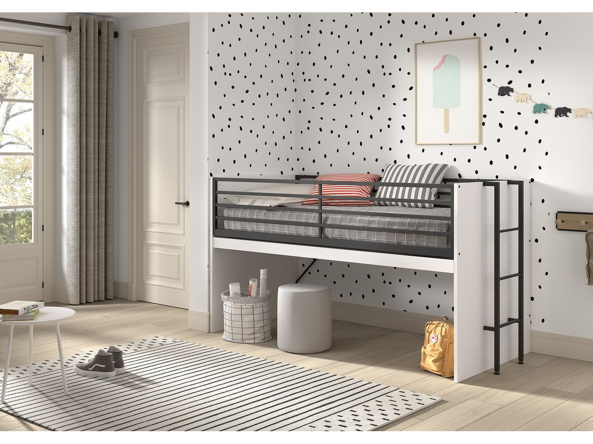 Lit mi-hauteur SAMIRA avec bureau extensible intégré