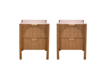Lot de 2 chevets 2 tiroirs LOLA plaqué frêne