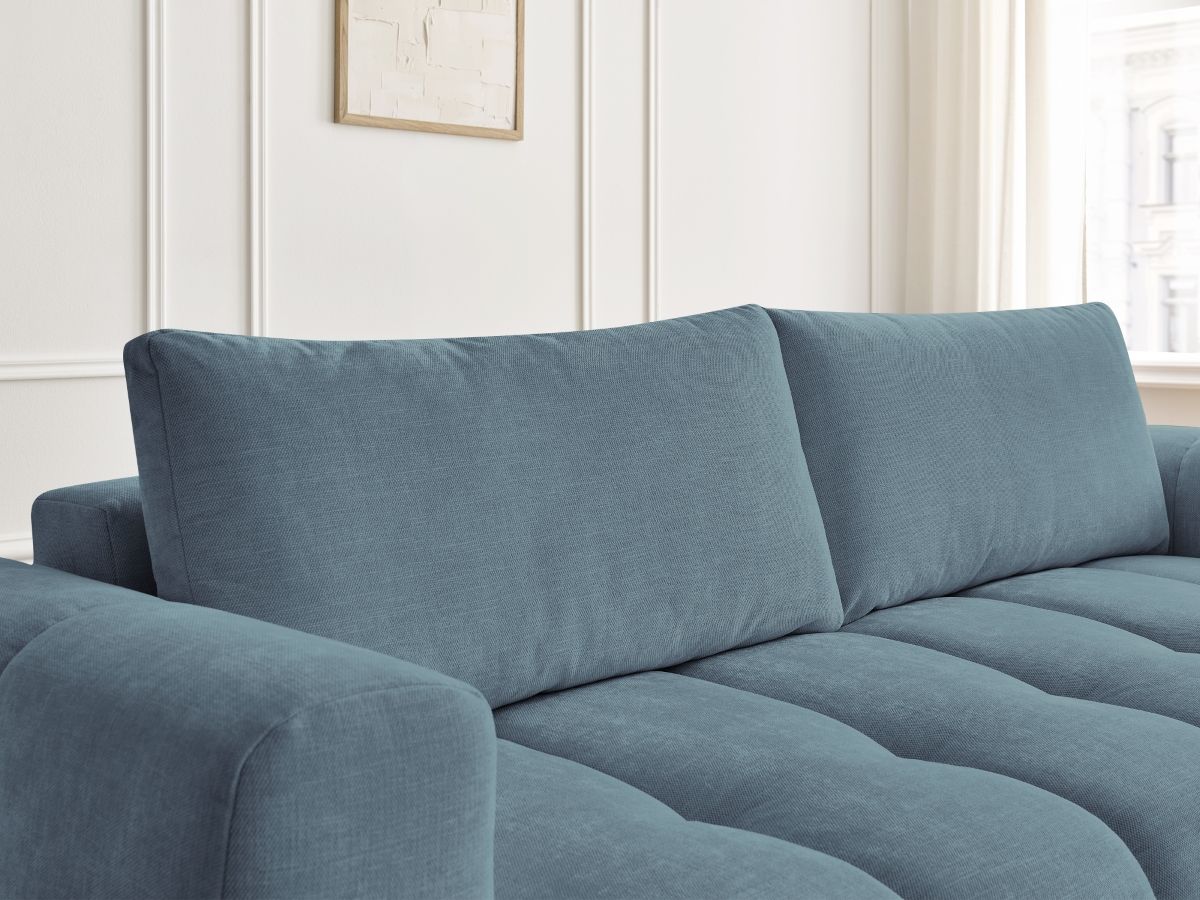Canapé droit convertible 3 places FUJI  tissu lisse avec pouf