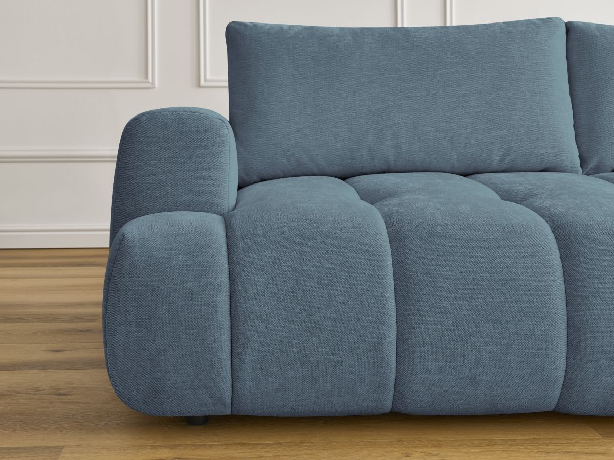 Canapé droit convertible 3 places FUJI  tissu lisse avec pouf