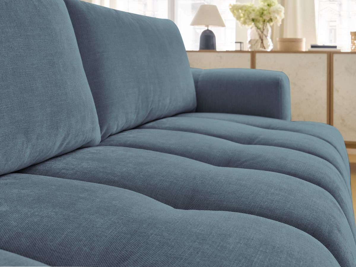Canapé droit convertible 3 places FUJI  tissu lisse avec pouf