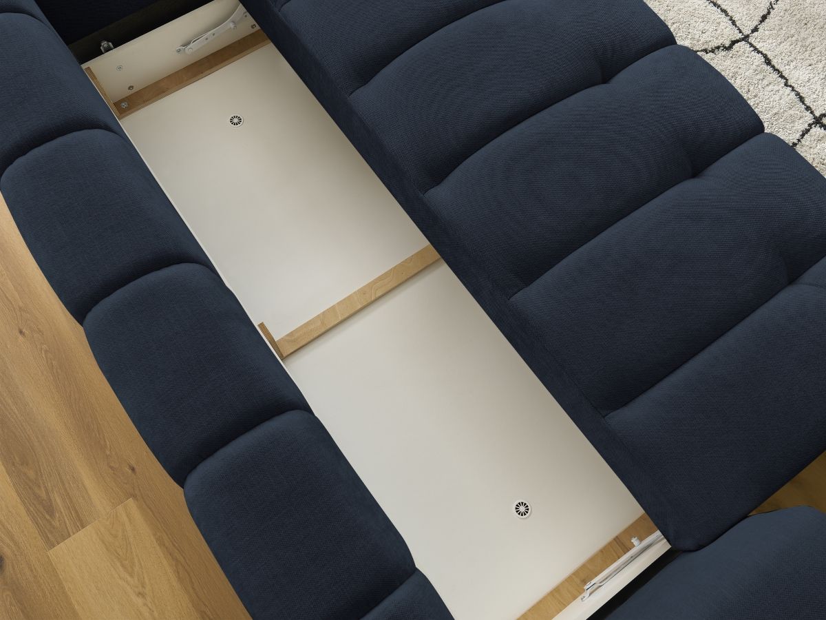 Canapé d'angle fixe EVEREST tissu chiné - Orange - Angle droit - 10 coussins