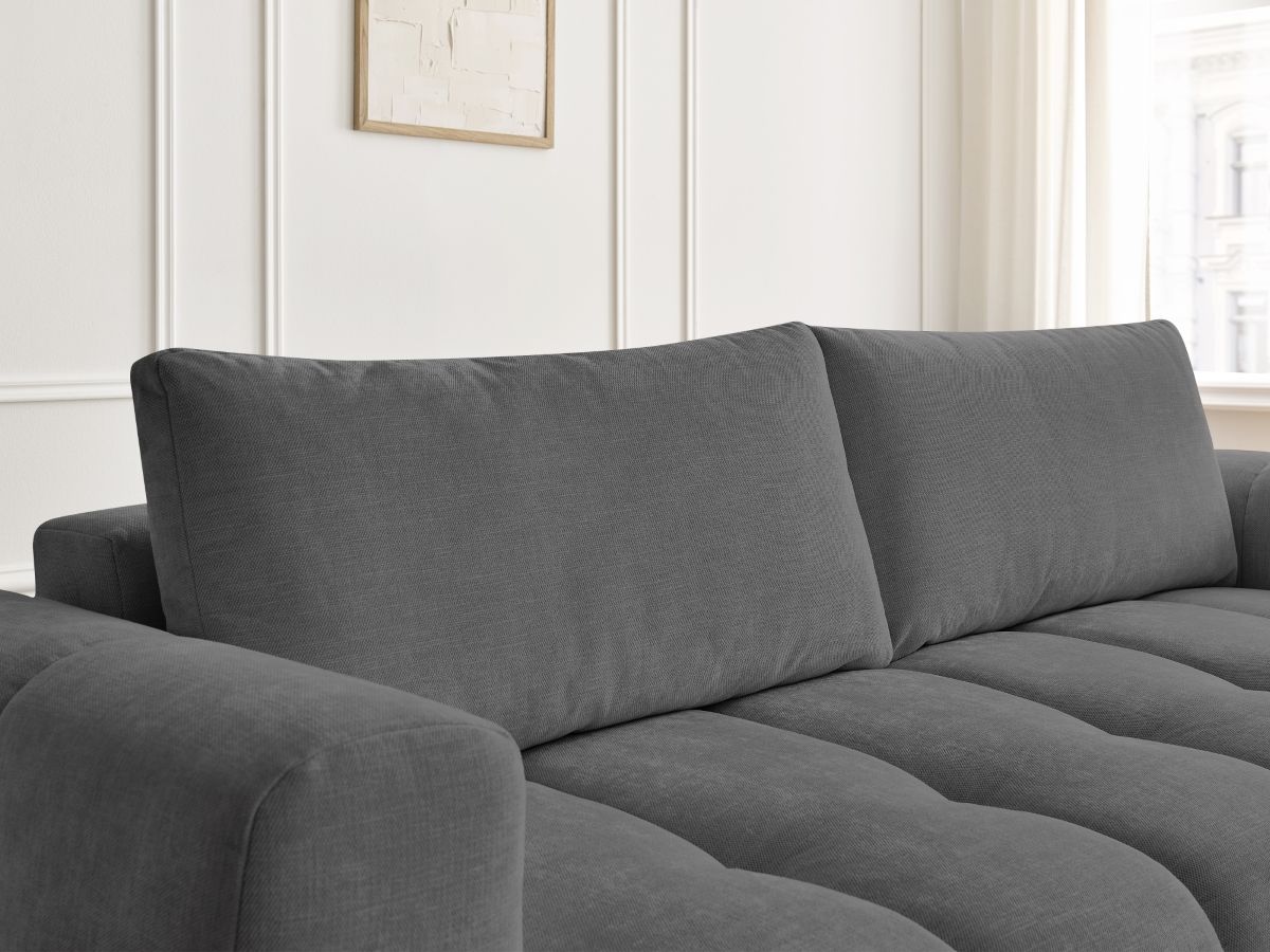 Canapé droit convertible 3 places FUJI  tissu lisse avec pouf