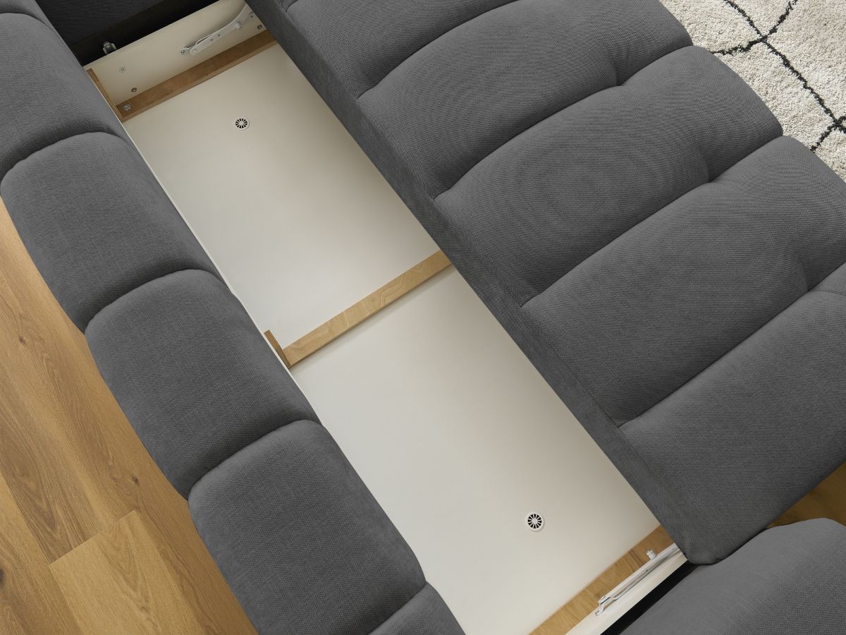 Canapé droit convertible 3 places FUJI  tissu lisse avec pouf
