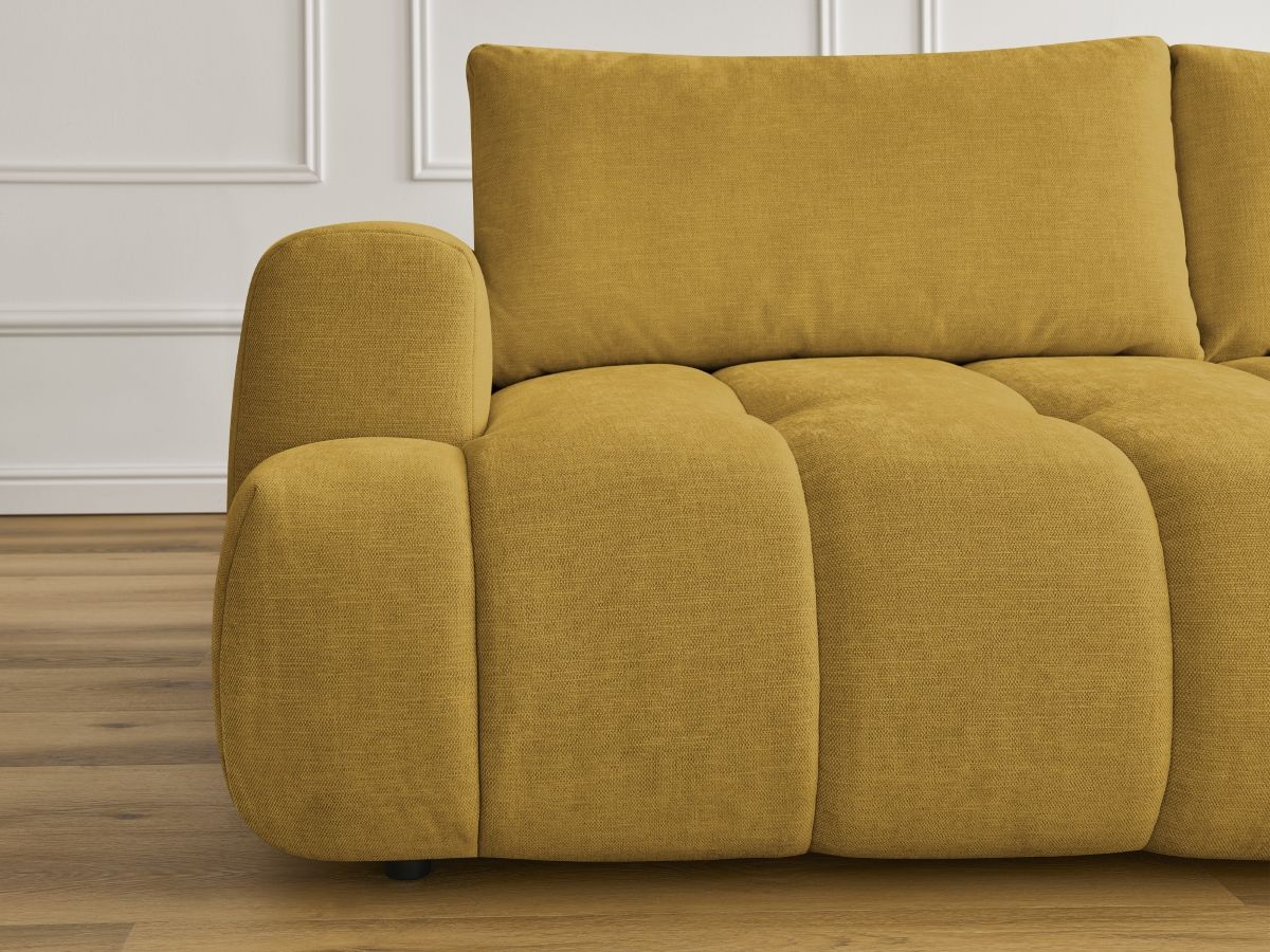 Canapé droit convertible 3 places FUJI tissu lisse avec pouf