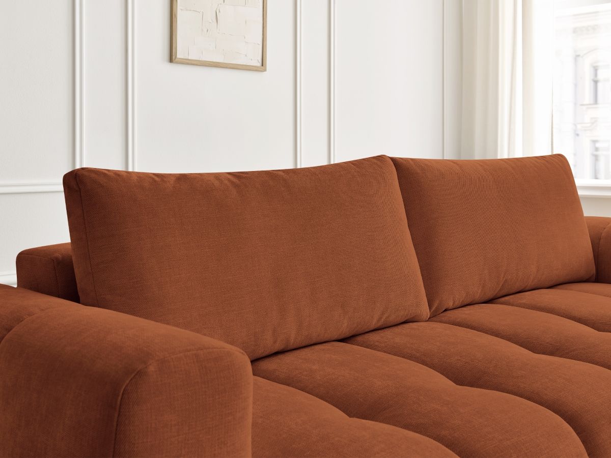 Canapé droit convertible 3 places FUJI tissu lisse avec pouf