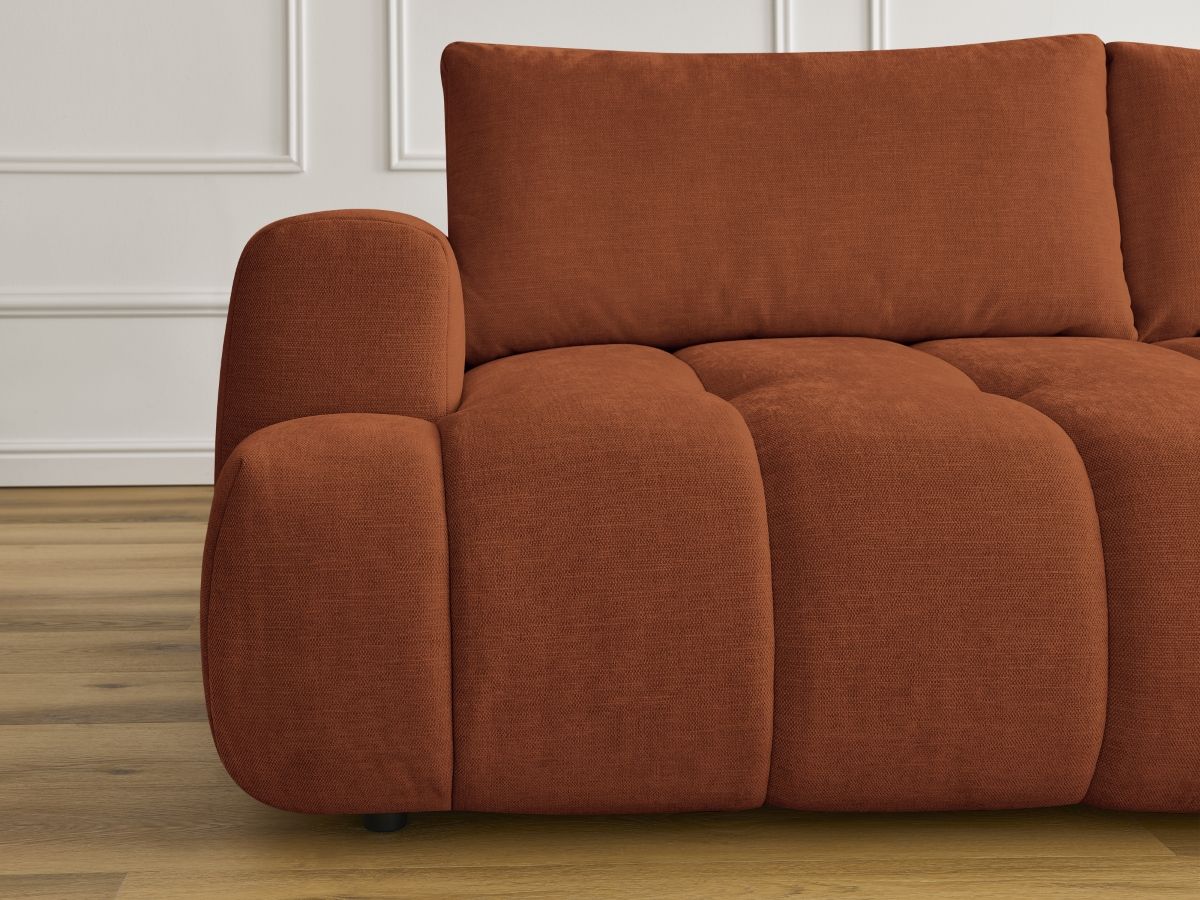 Canapé droit convertible 3 places FUJI tissu lisse avec pouf