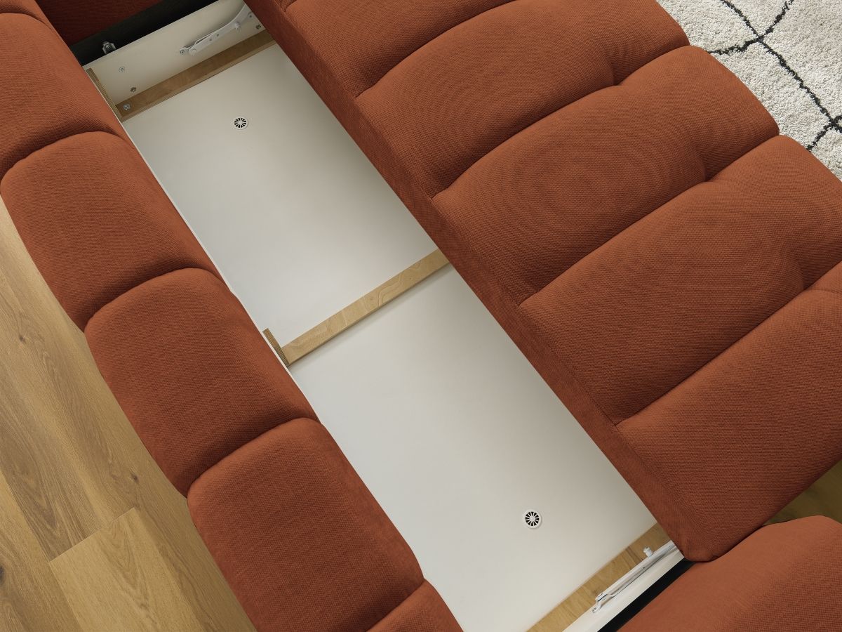 Canapé droit convertible 3 places FUJI tissu lisse avec pouf