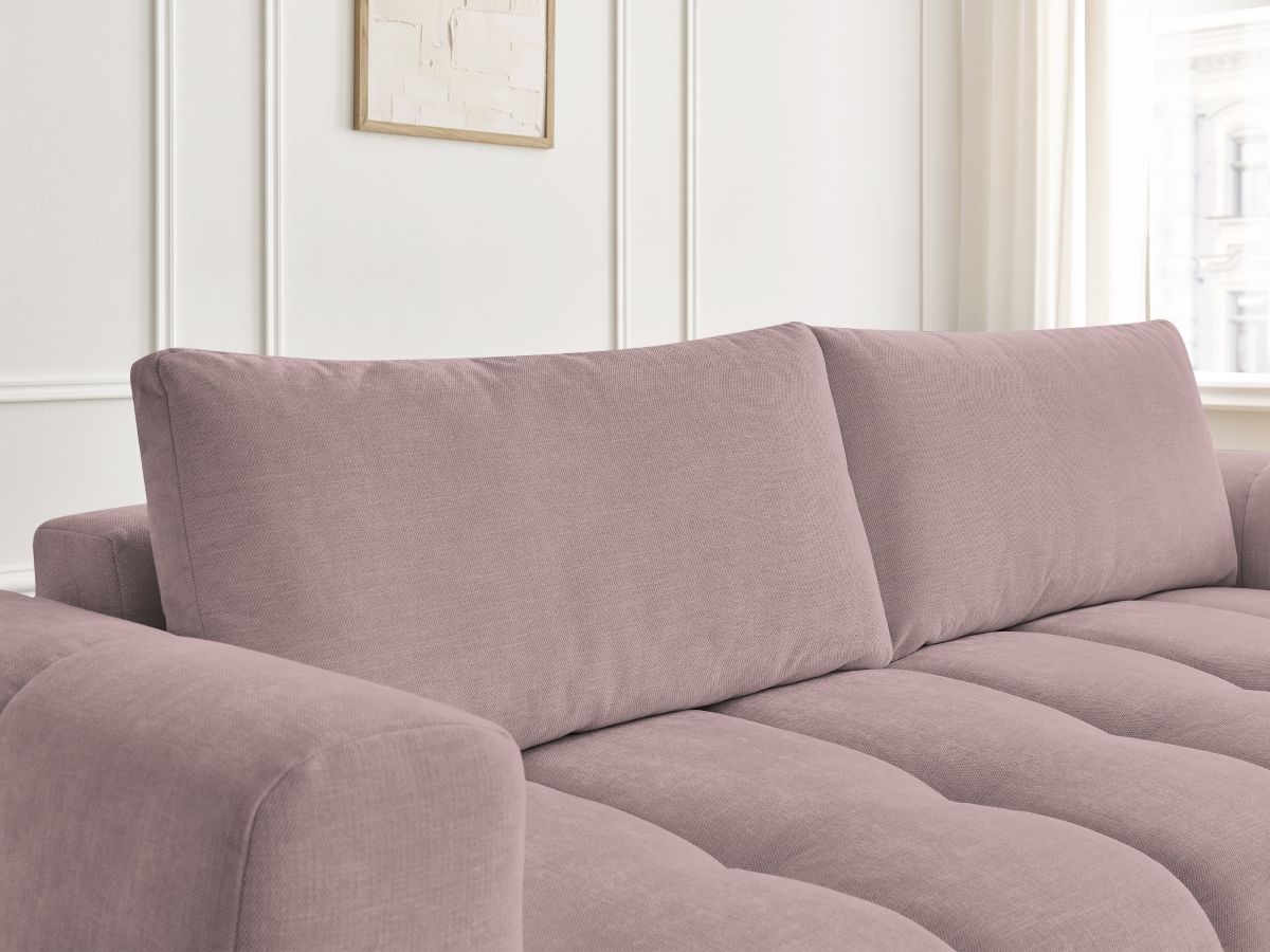 Canapé droit convertible 3 places FUJI tissu lisse avec pouf