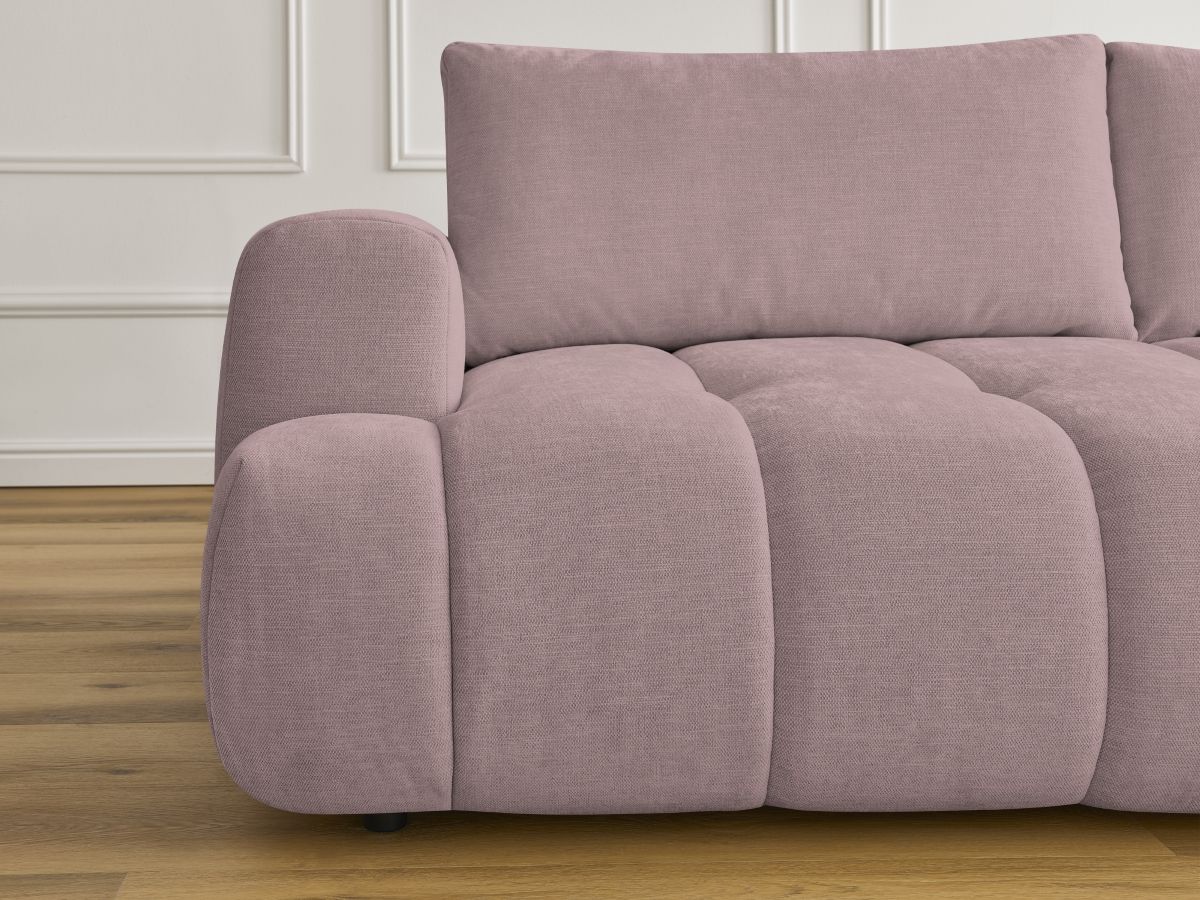 Canapé droit convertible 3 places FUJI tissu lisse avec pouf