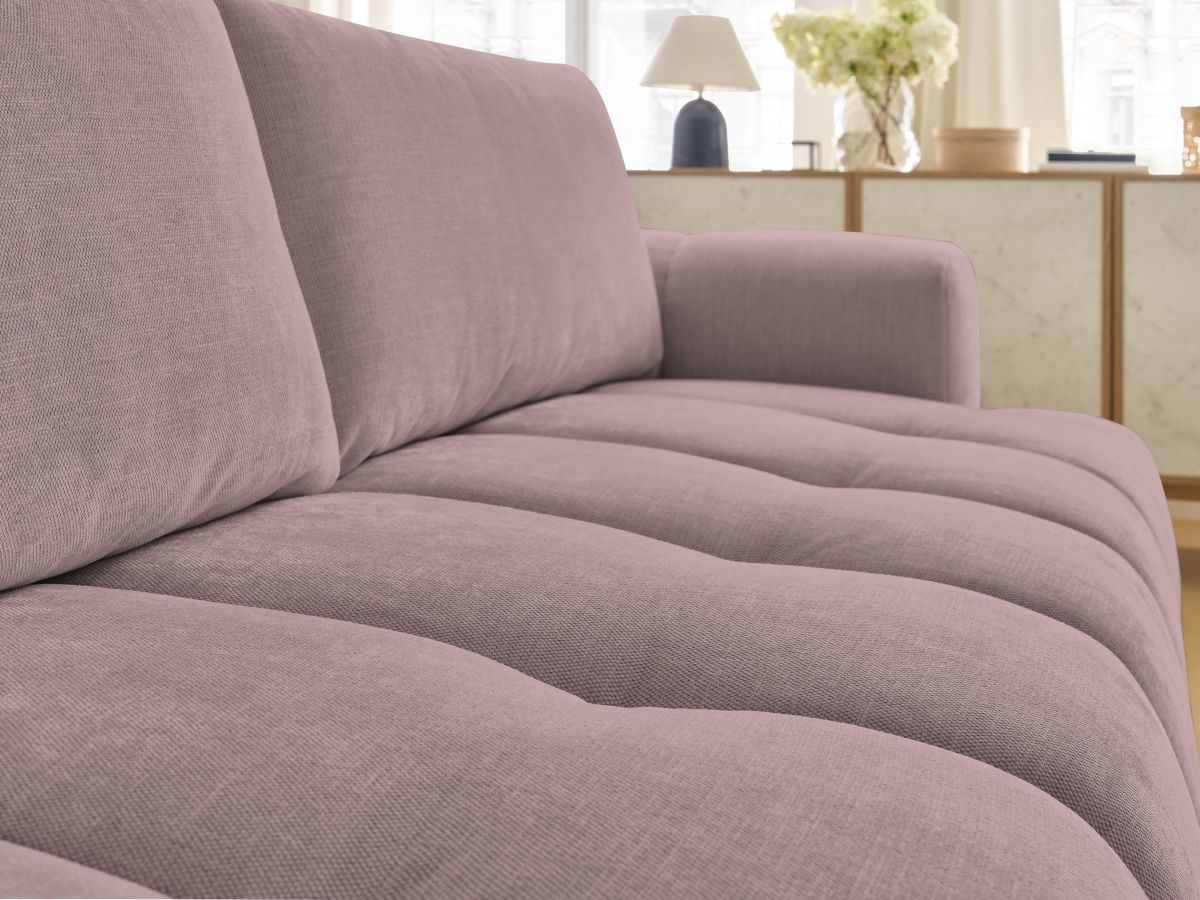 Canapé droit convertible 3 places FUJI tissu lisse avec pouf