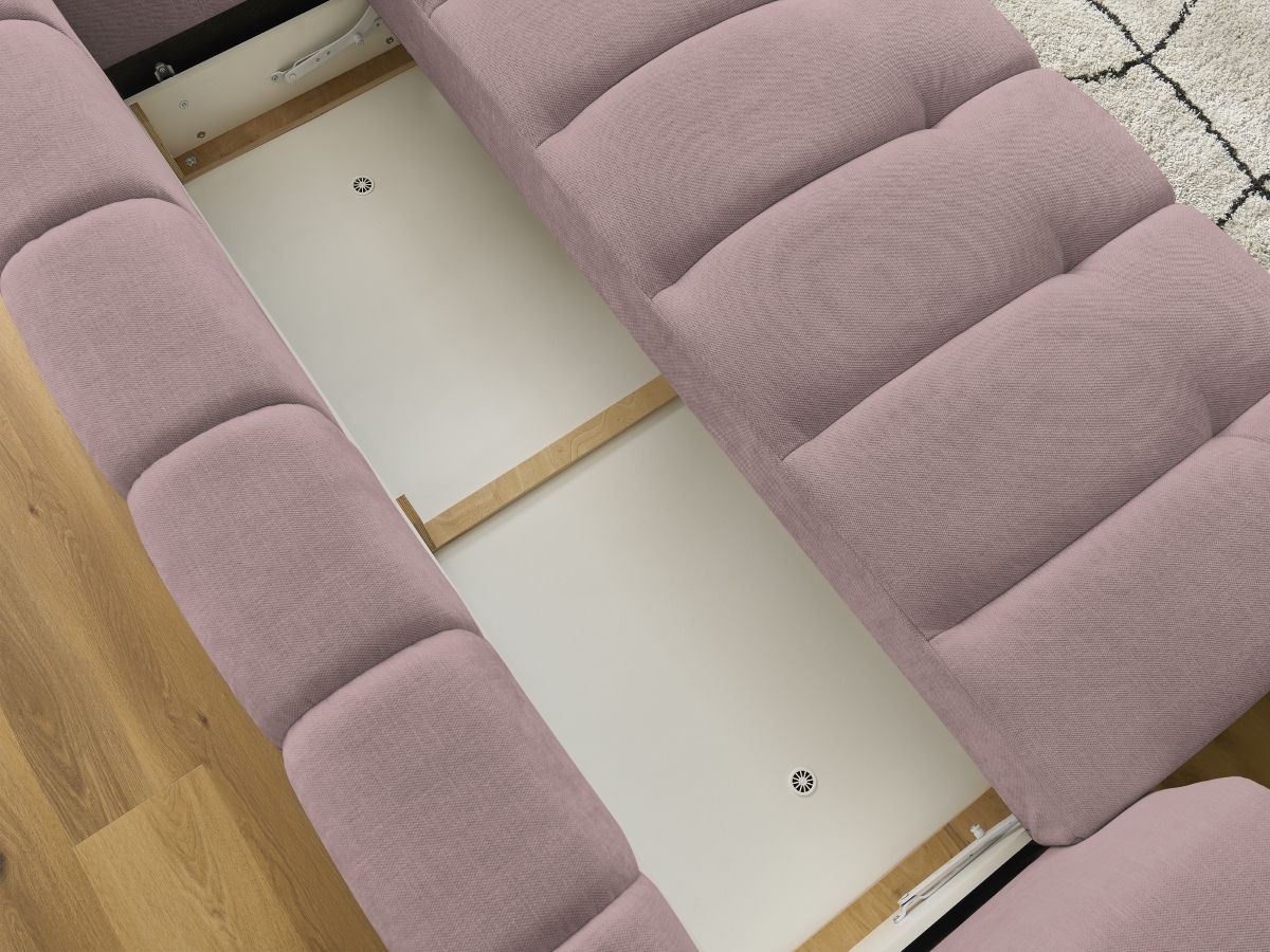 Canapé droit convertible 3 places FUJI tissu lisse avec pouf