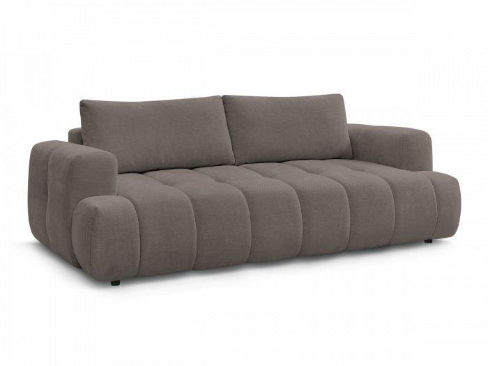 Canapé droit convertible 3 places FUJI tissu lisse avec pouf