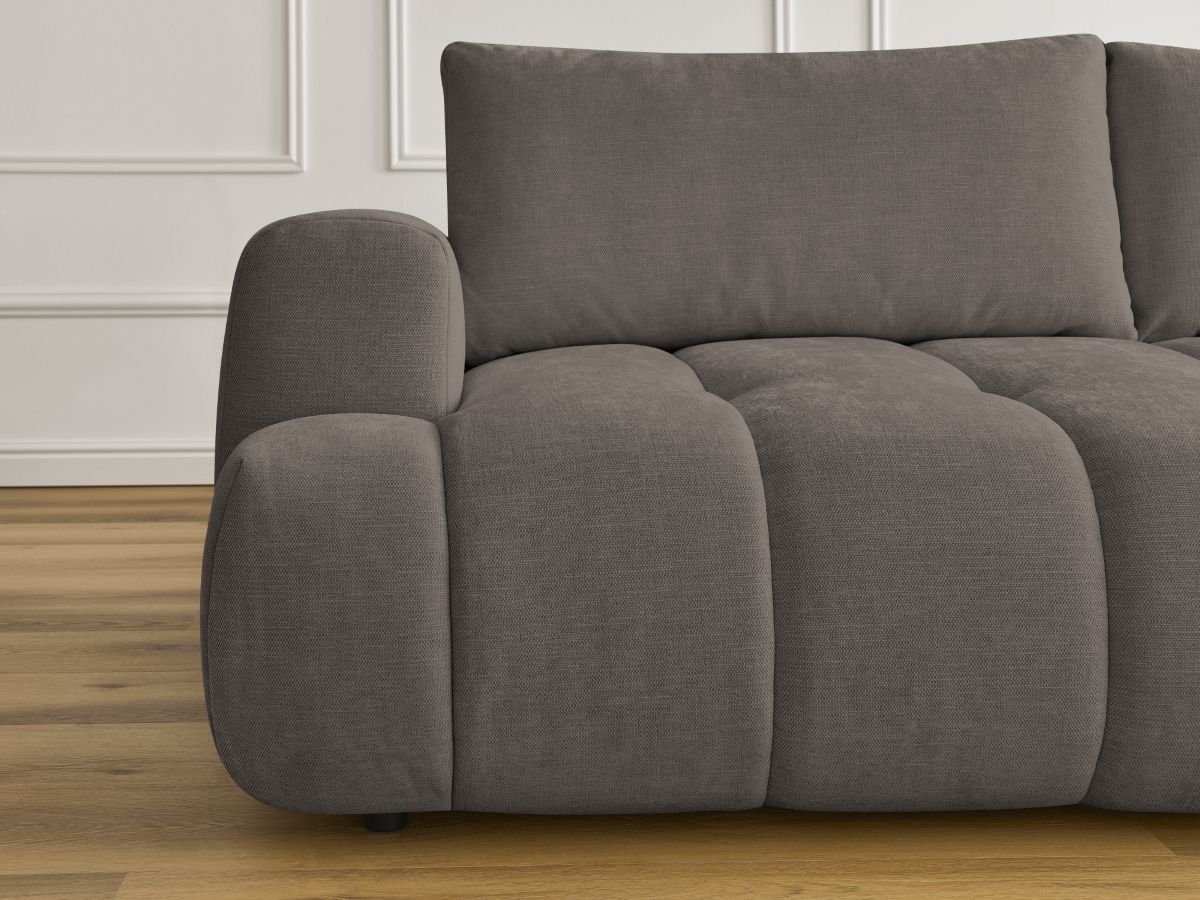 Canapé droit convertible 3 places FUJI  tissu lisse avec pouf