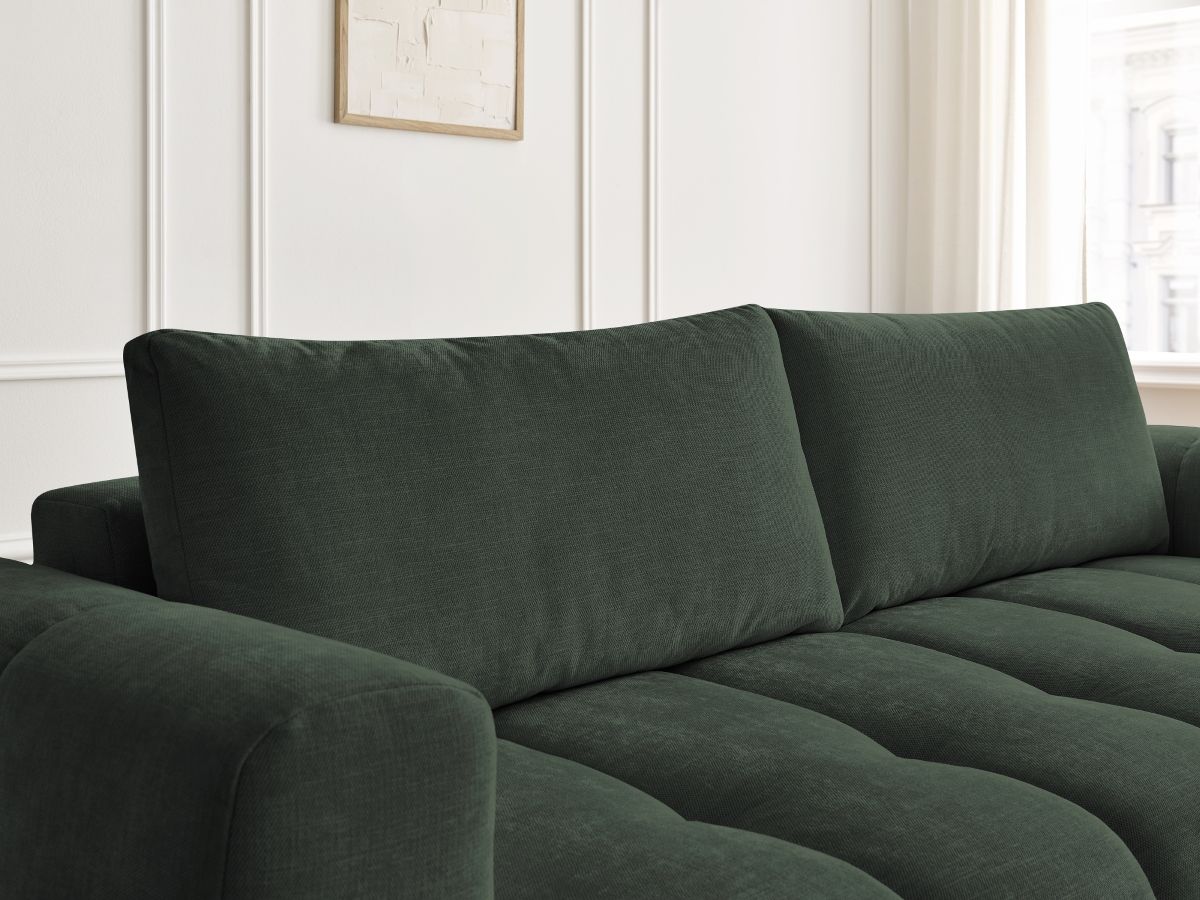 Canapé droit convertible 3 places FUJI  tissu lisse avec pouf