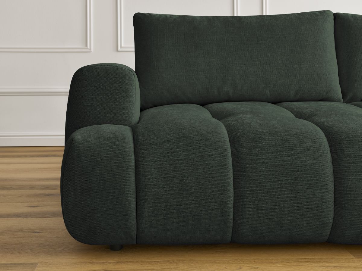 Canapé droit convertible 3 places FUJI  tissu lisse avec pouf