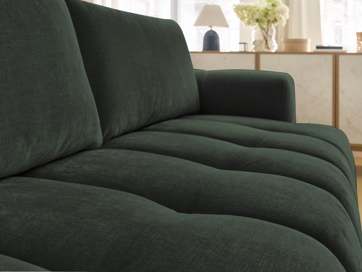Canapé droit convertible 3 places FUJI  tissu lisse avec pouf
