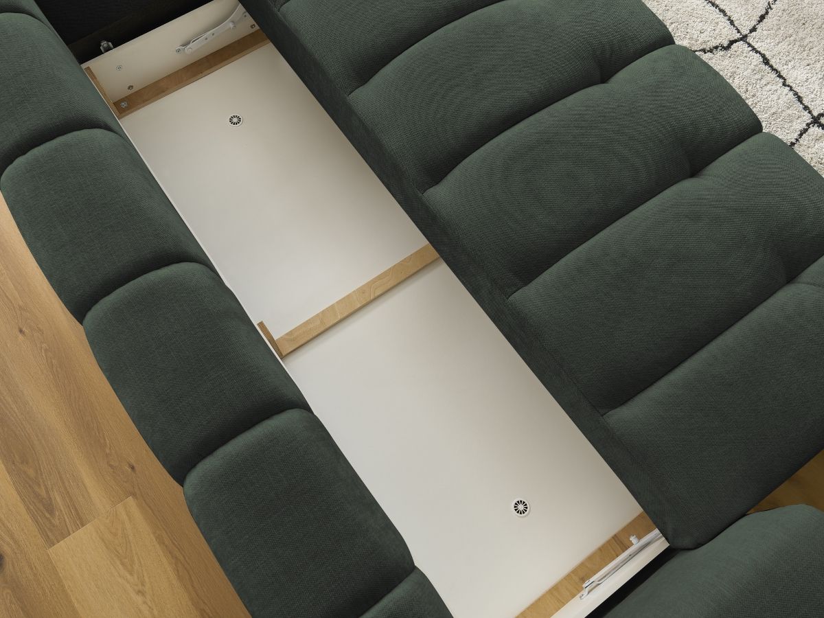 Canapé droit convertible 3 places FUJI  tissu lisse avec pouf