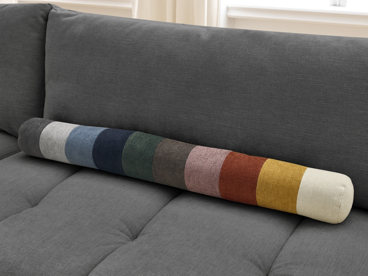 Canapé droit convertible 3 places FUJI  tissu lisse avec pouf
