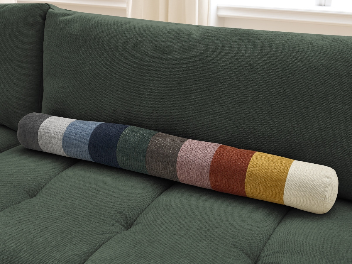 Canapé droit convertible 3 places FUJI  tissu lisse avec pouf