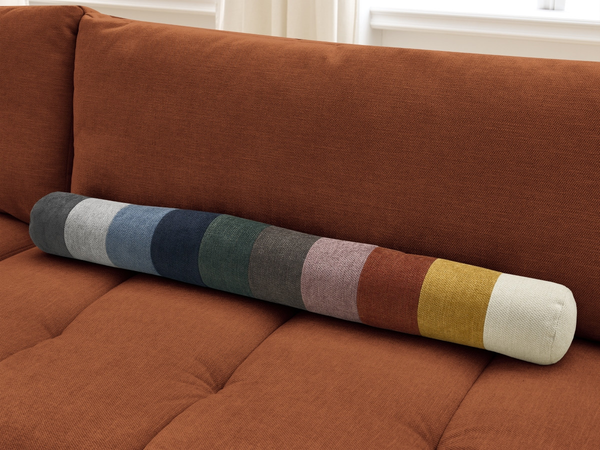Canapé droit convertible 3 places FUJI tissu lisse avec pouf